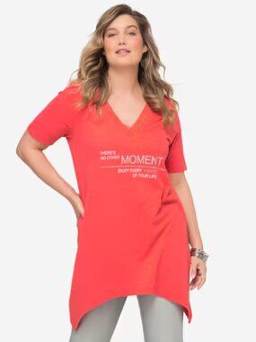 Short Sleeve V-Neck Inscription T-Shirt